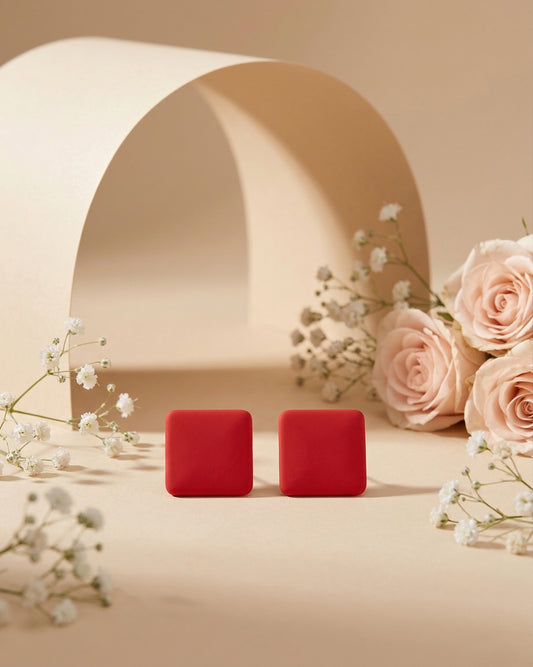 Red Marjorie Stud Earrings