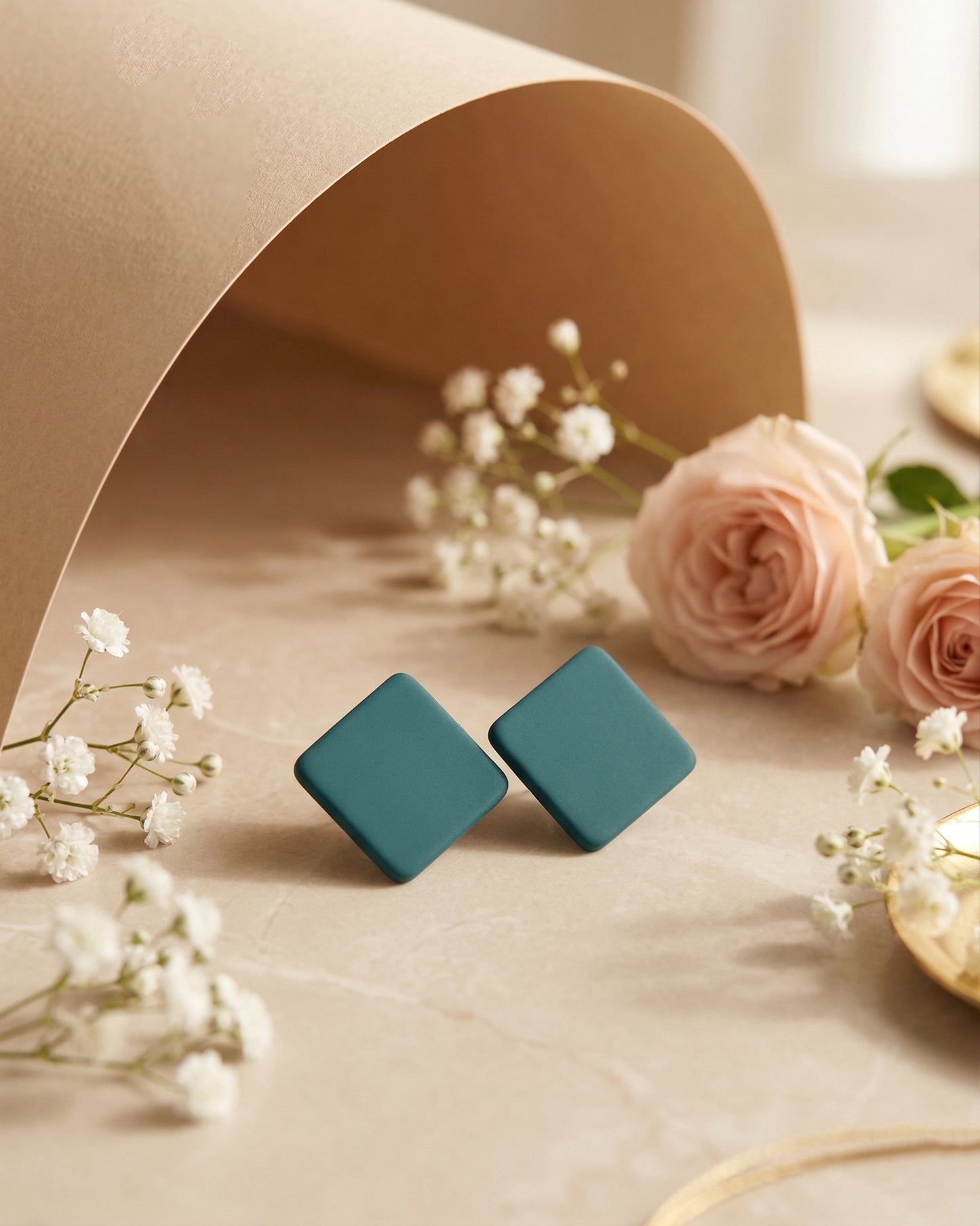 Green Marjorie Stud Earrings