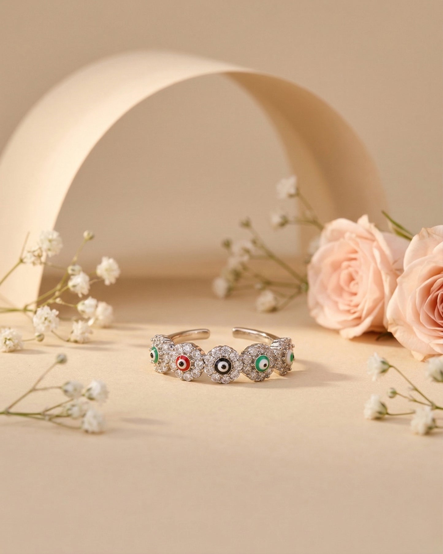Silver Harriet Evil Eye Ring