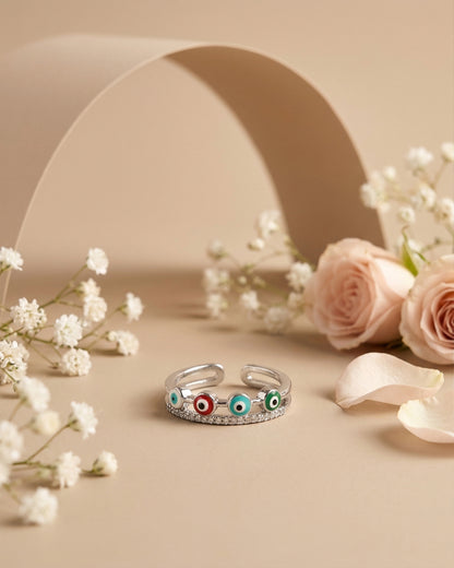 Silver Eleanoir American Diamond Evil Eye Ring