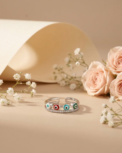Silver Eleanoir American Diamond Evil Eye Ring