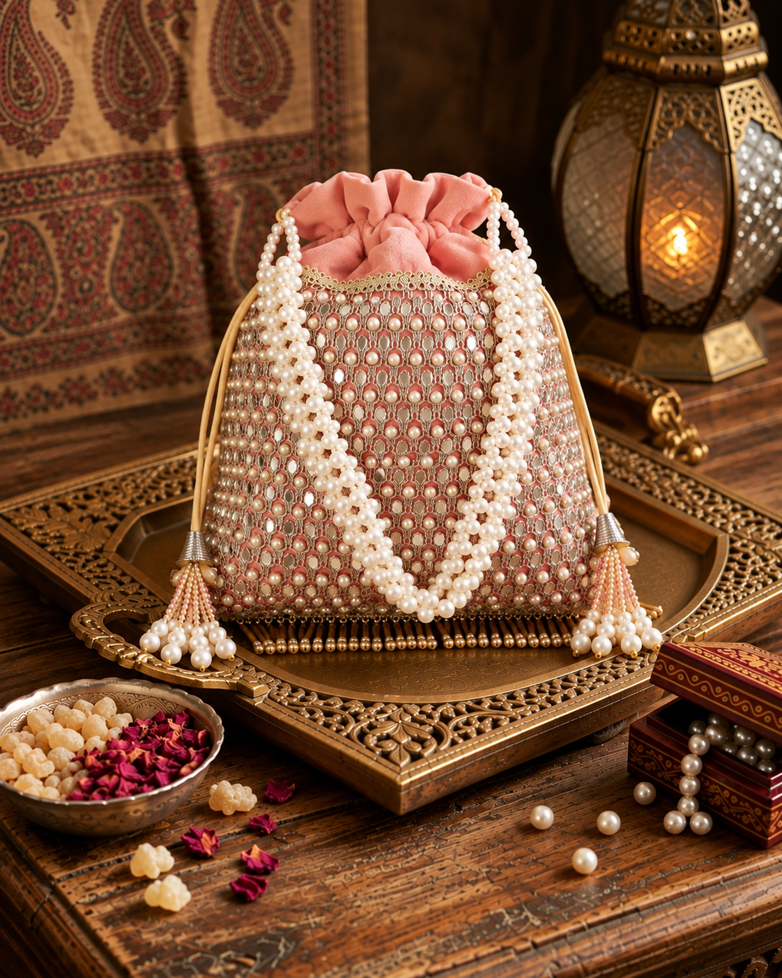 Blush Aarshita Ethnic Mirror Pearl Batua Bag
