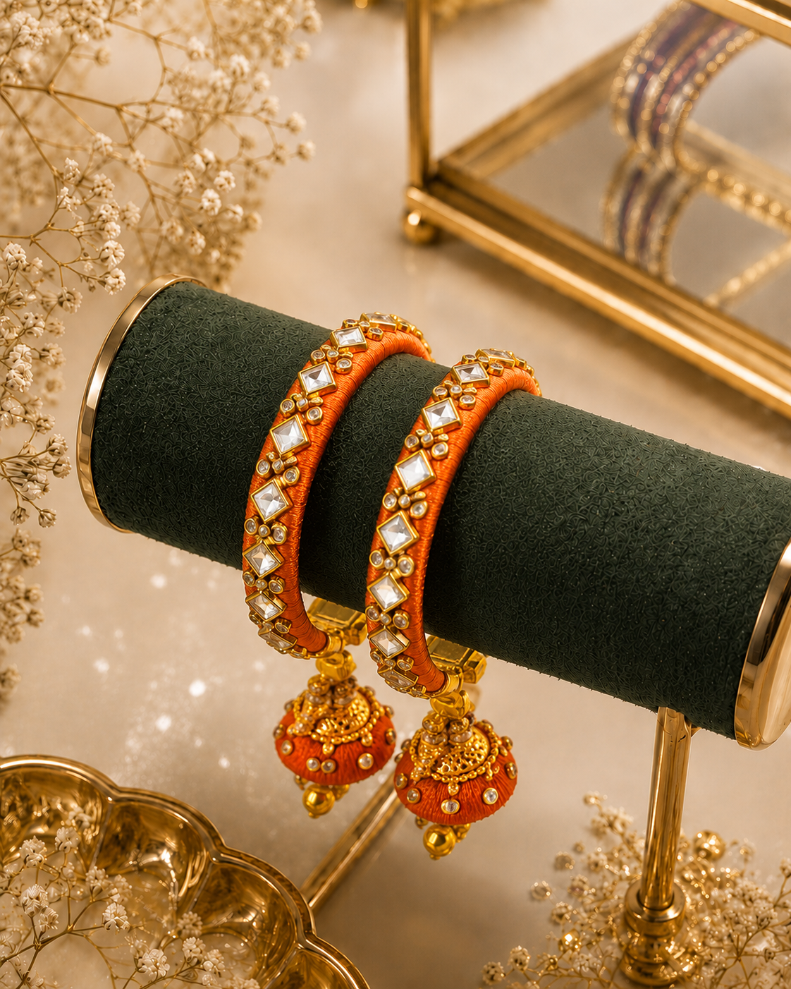 Orange Anindita Bangle Set of 2 - Openable