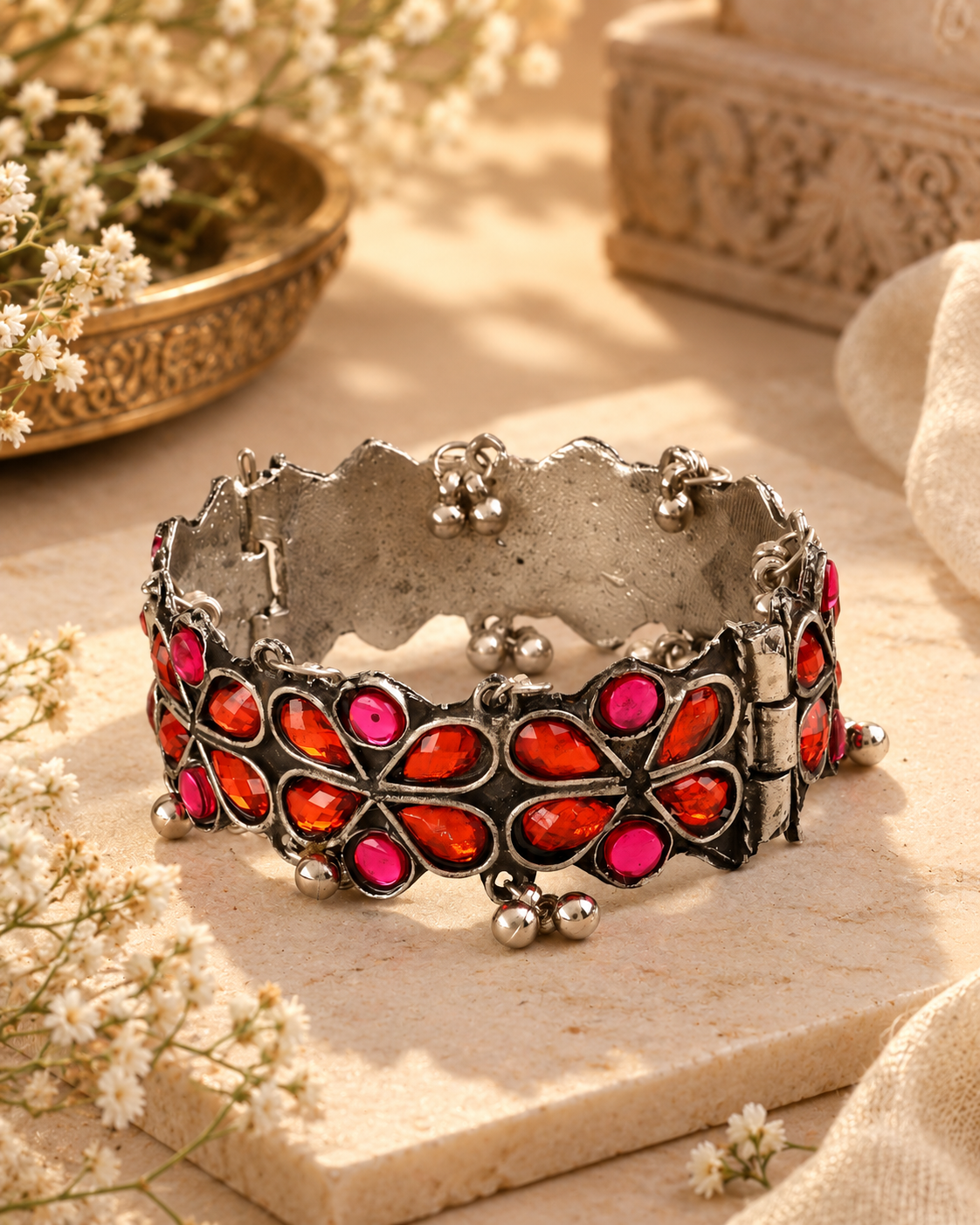 Orange Pink Mehrzaan Oxidised Bracelet