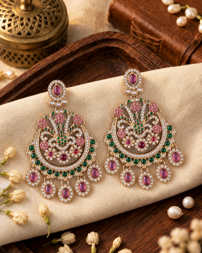 Green Lilac Niranjana Premium Designer Zircone Earring