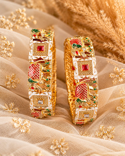 Red Green Vedanshi Rajwada Lookalike Bangle Set