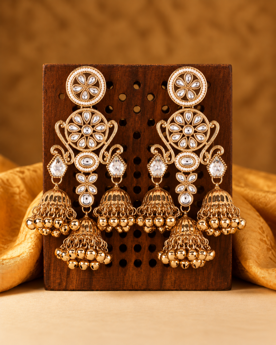 White Riddhanshi Kashmiri Look Ghunghru Jhumki Earring