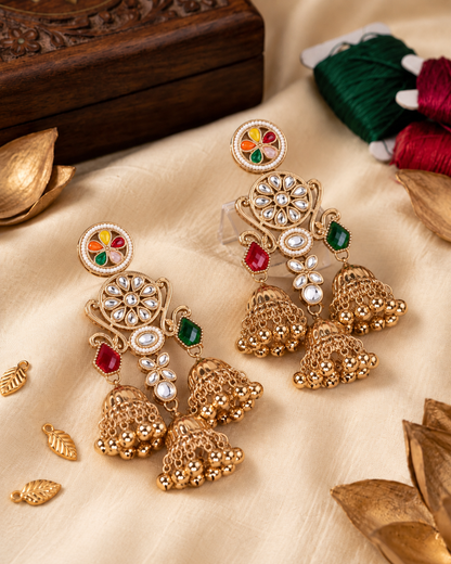 Multi Riddhanshi Kashmiri Look Ghunghru Jhumki Earring