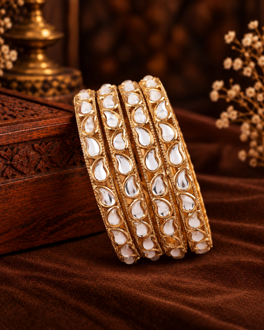 Zivara Kundan Bangle - Pack of 4