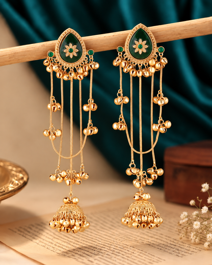 Green Haya Premium Kashmiri Brass Lookalike Earring