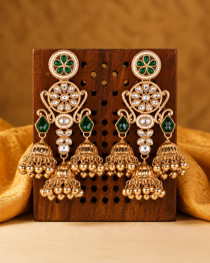 Green Riddhanshi Kashmiri Look Ghunghru Jhumki Earring