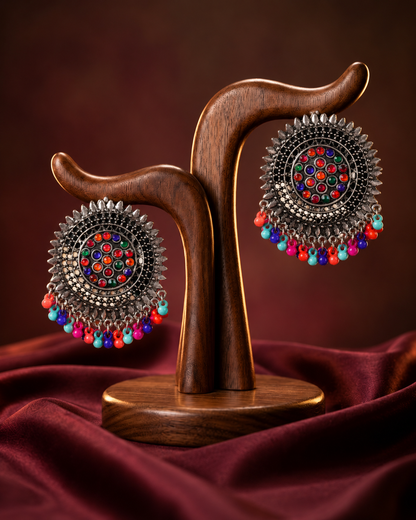 Multi Sitaarika Oxidised Earrings