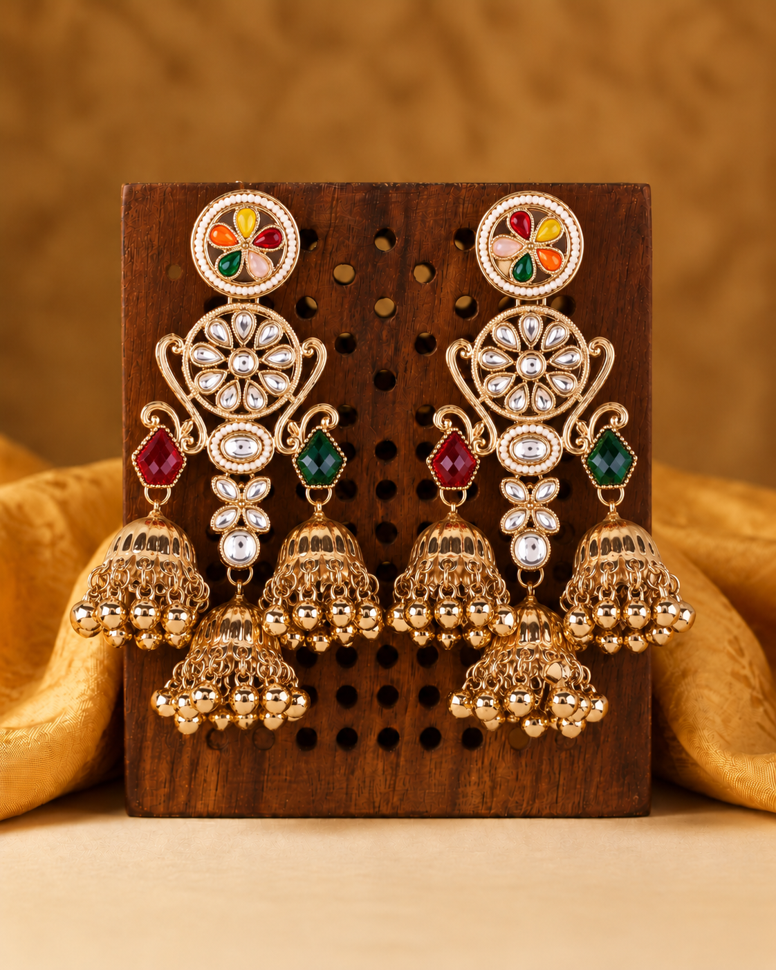 Multi Riddhanshi Kashmiri Look Ghunghru Jhumki Earring