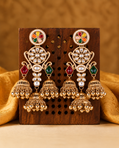 Multi Riddhanshi Kashmiri Look Ghunghru Jhumki Earring