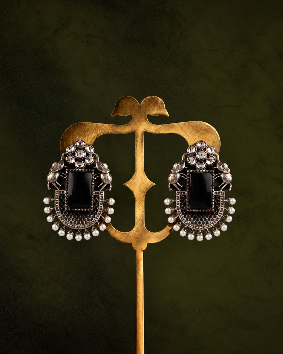 Black Zarposh Oxidised Earrings