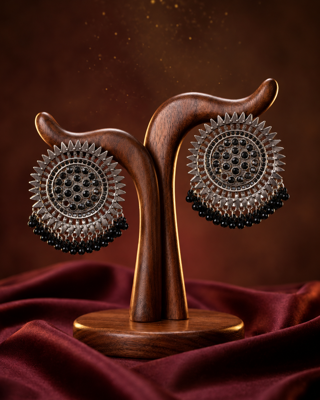 Black Sitaarika Oxidised Earrings
