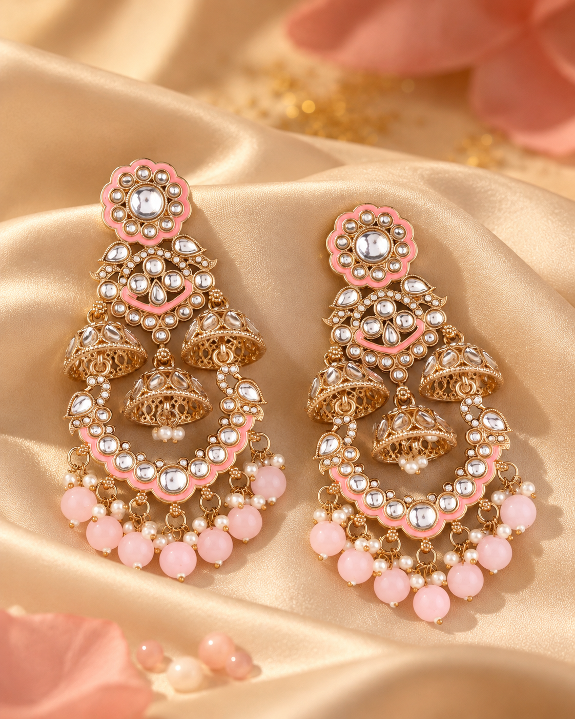 Blush Taha Meenakari Zircon Jhumki Earring