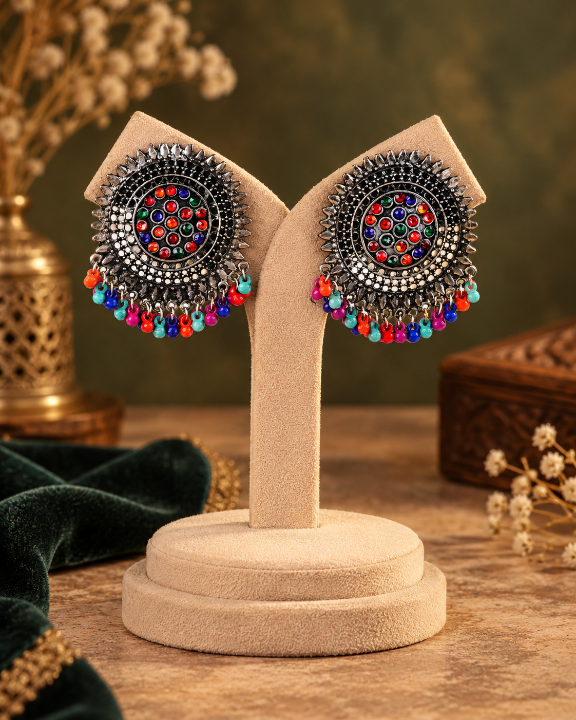 Multi Sitaarika Oxidised Earrings