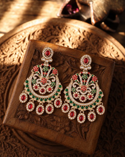 Ruby Green Niranjana Premium Designer Zircone Earring
