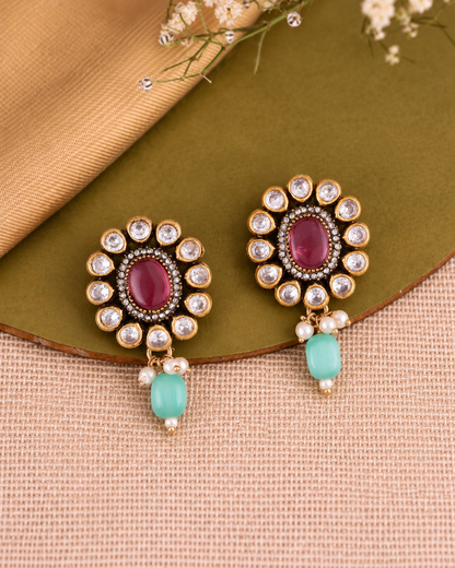 Onion Mint Alizeh Monalisa Antique Designer Stud Earring