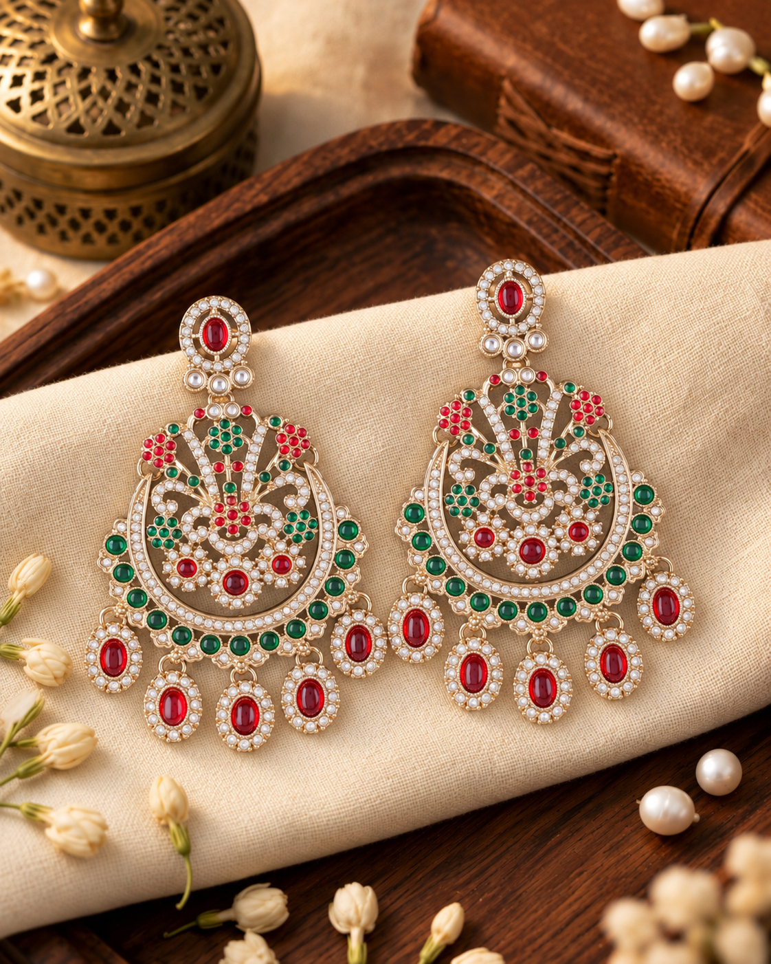 Ruby Green Niranjana Premium Designer Zircone Earring