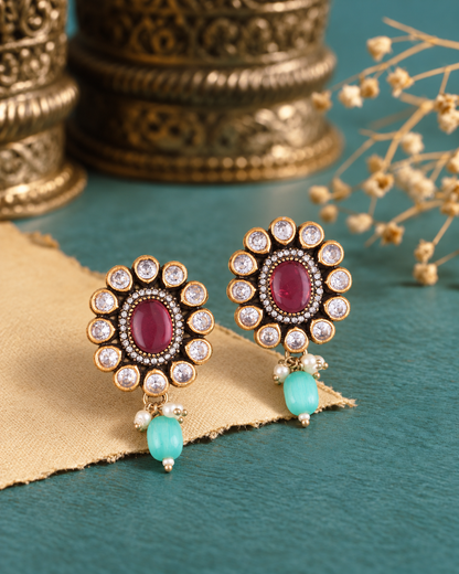 Onion Mint Alizeh Monalisa Antique Designer Stud Earring