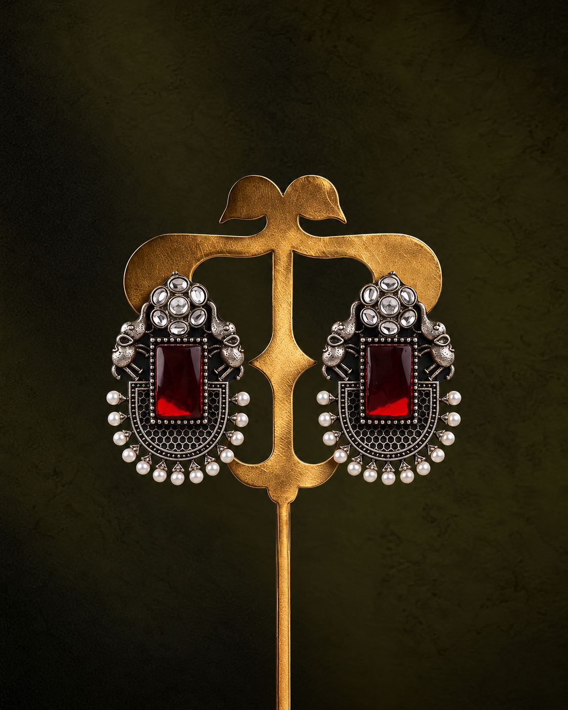 Red Zarposh Oxidised Earrings