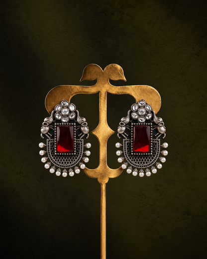 Red Zarposh Oxidised Earrings