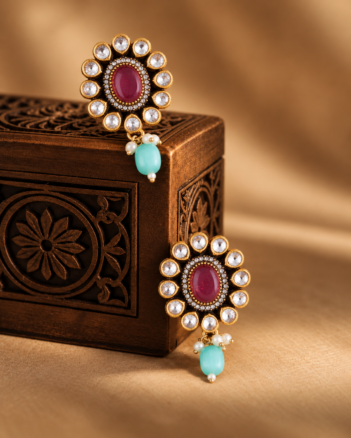Onion Mint Alizeh Monalisa Antique Designer Stud Earring