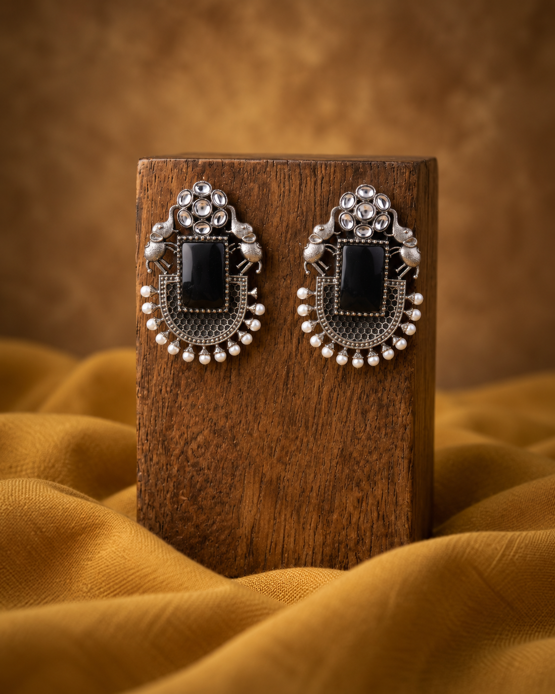 Black Zarposh Oxidised Earrings