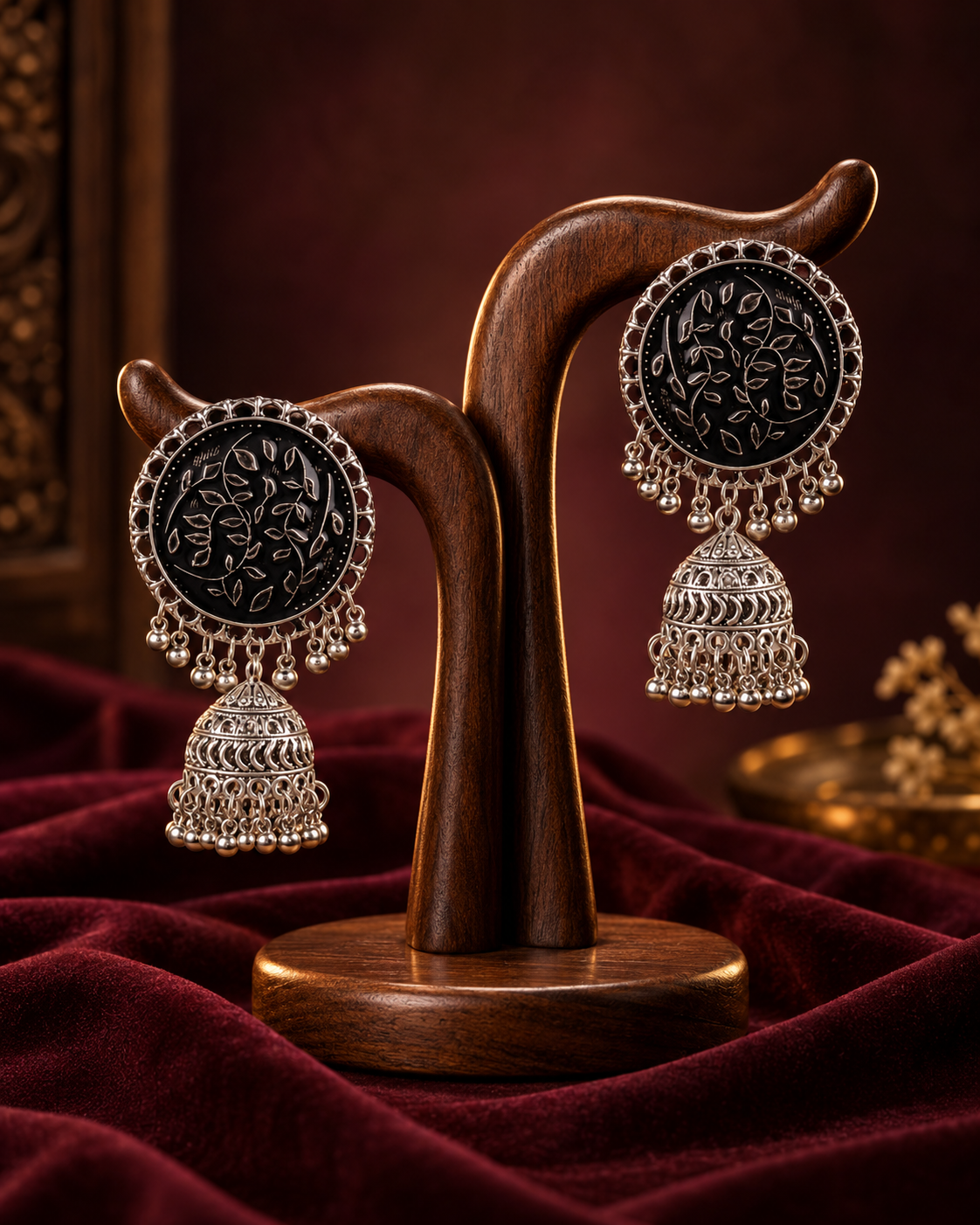 Gulmeher Oxidised Jhumki Earrings