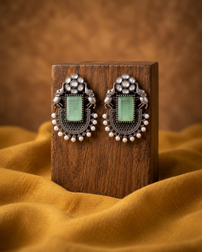 Mint Zarposh Oxidised Earrings