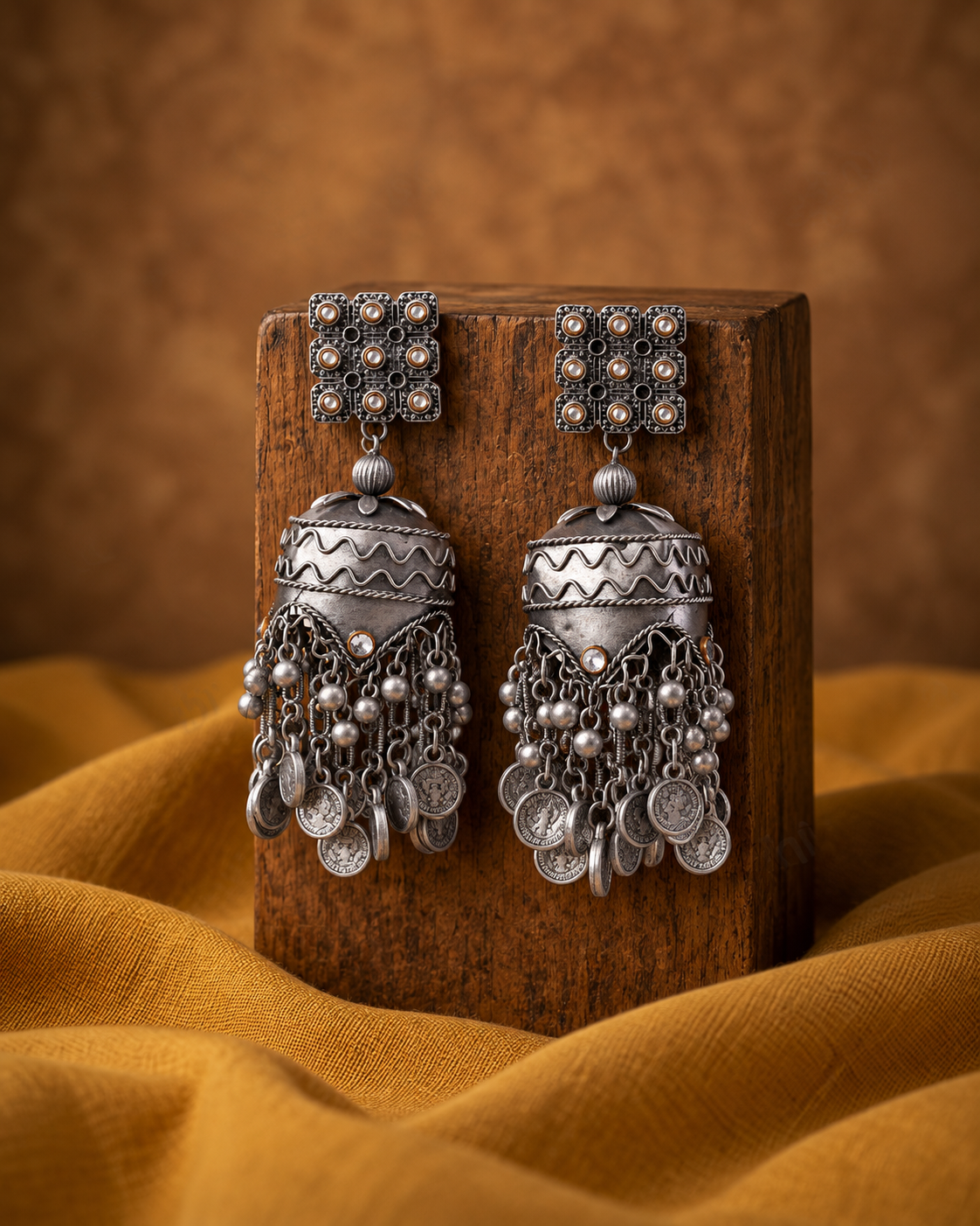Rajnoor Oxidised Jhumka Earrings