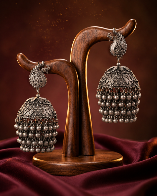Ayzelle Oxidised Jhumka Earrings
