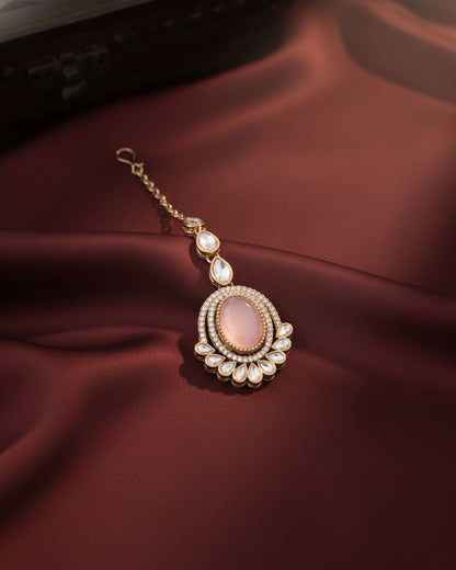 Blush Parnika Premium Polki Dupe Necklace with Earring and Mangteeka