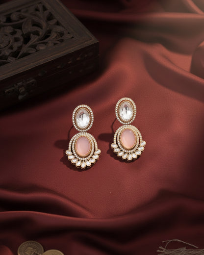 Blush Parnika Premium Polki Dupe Necklace with Earring and Mangteeka