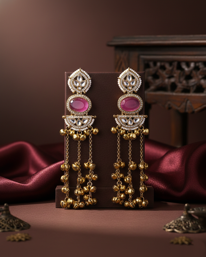 Pink Parv Kashmiri Look Ghunghru Earring