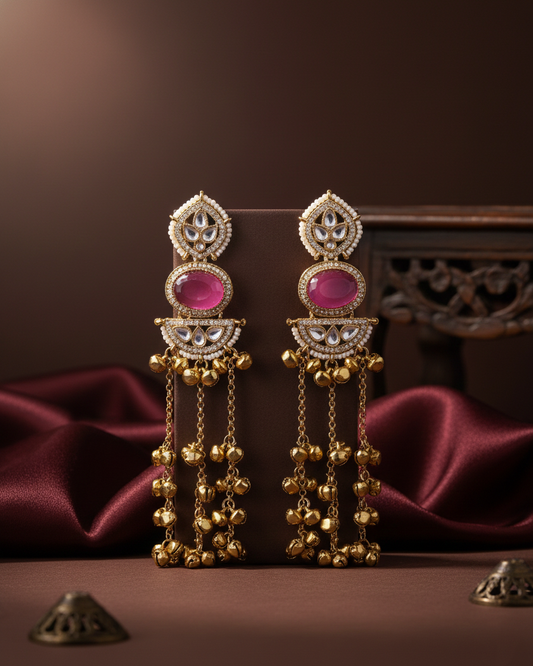 Pink Parv Kashmiri Look Ghunghru Earring