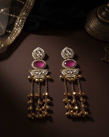 Pink Parv Kashmiri Look Ghunghru Earring
