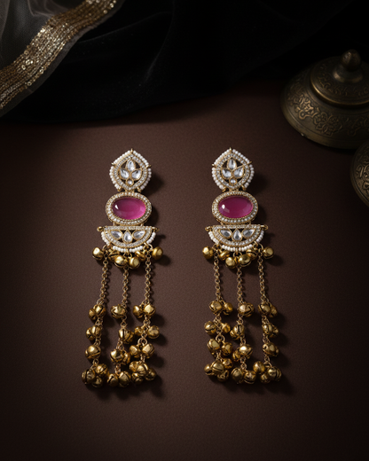 Pink Parv Kashmiri Look Ghunghru Earring