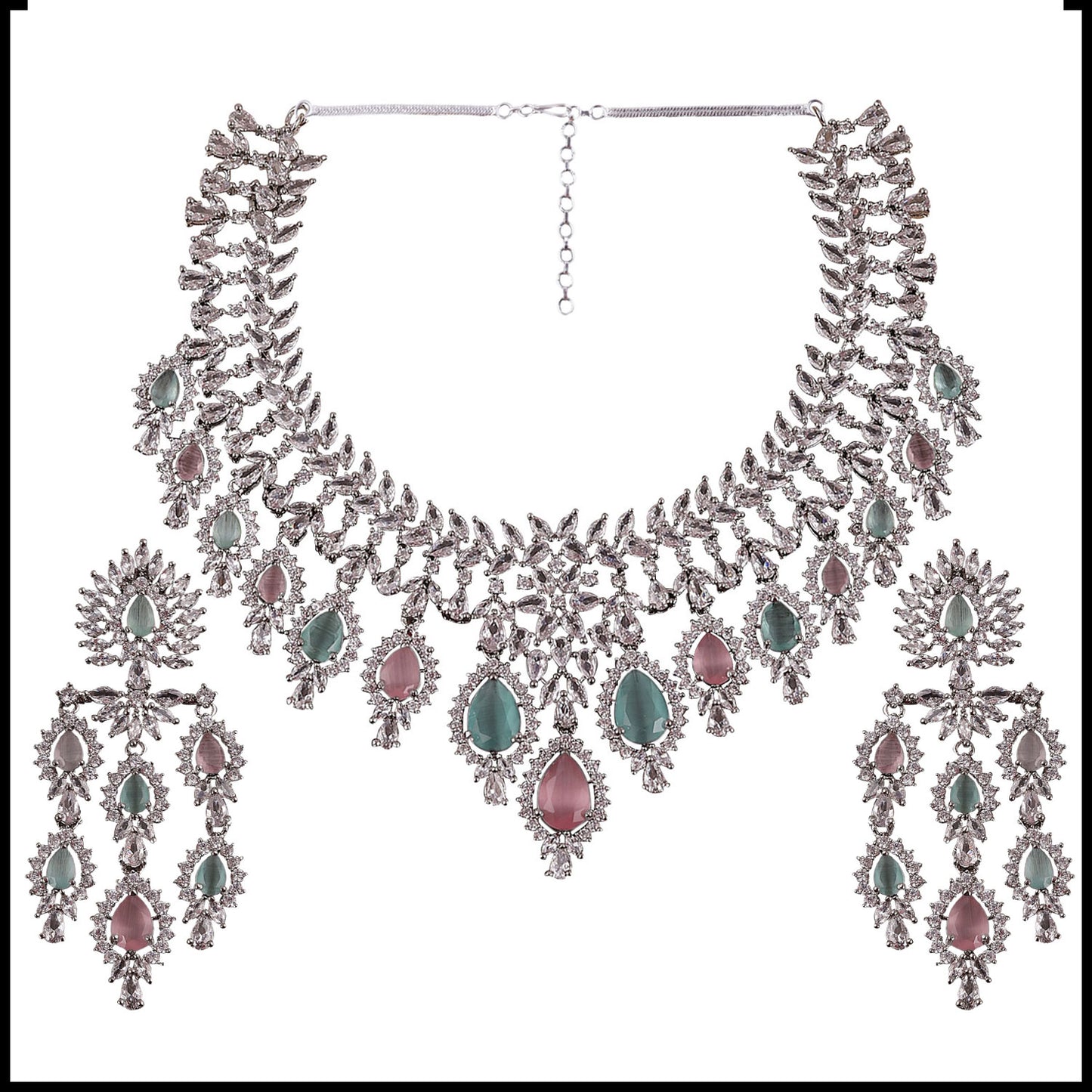 Pastel Vineeta American Diamond Necklace Set