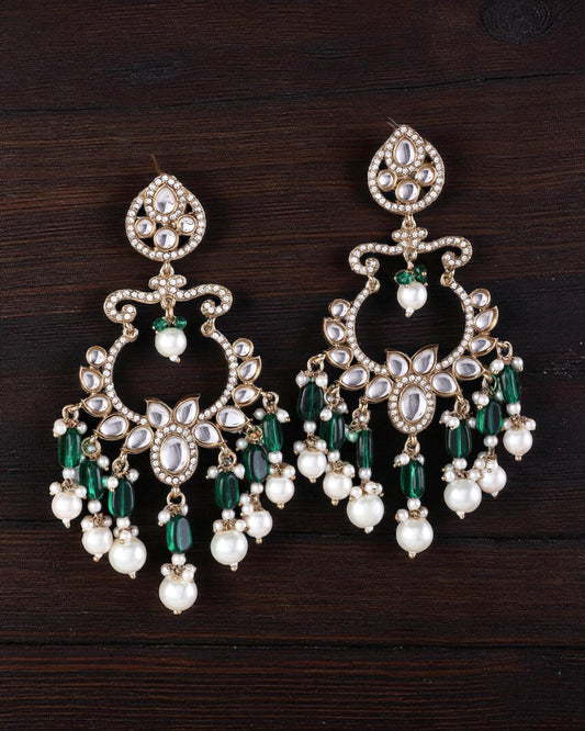 Green Rajveer Designer Chandbali Earring