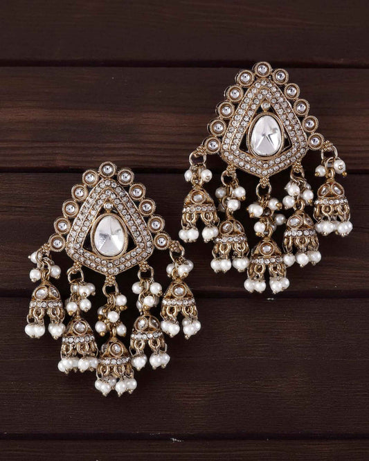 Silver Vasu Premium Designer Zircone Chandbali Earring