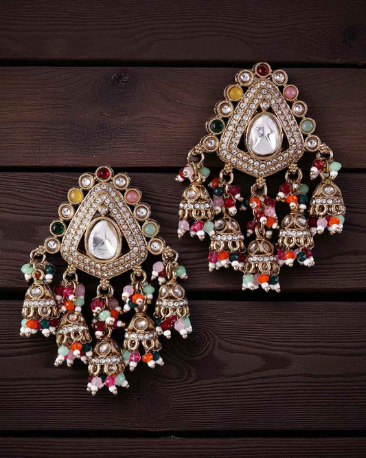 Multi Vasu Premium Designer Zircone Chandbali Earring