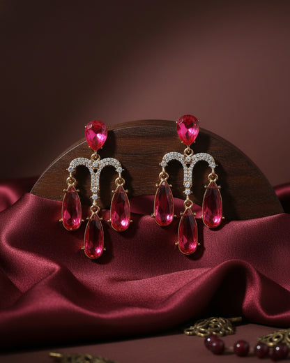 Pink Ishika Designer Zircone Earring