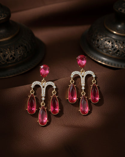 Pink Ishika Designer Zircone Earring