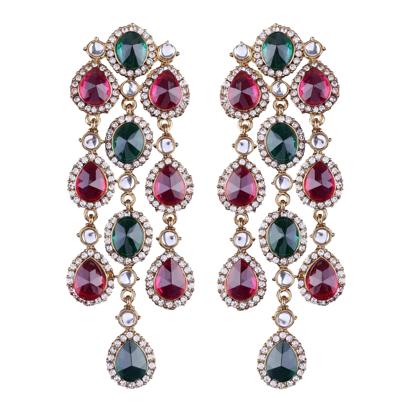 Pink Green Tavleen Dangler Earring