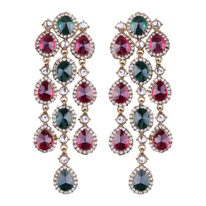 Pink Green Tavleen Dangler Earring