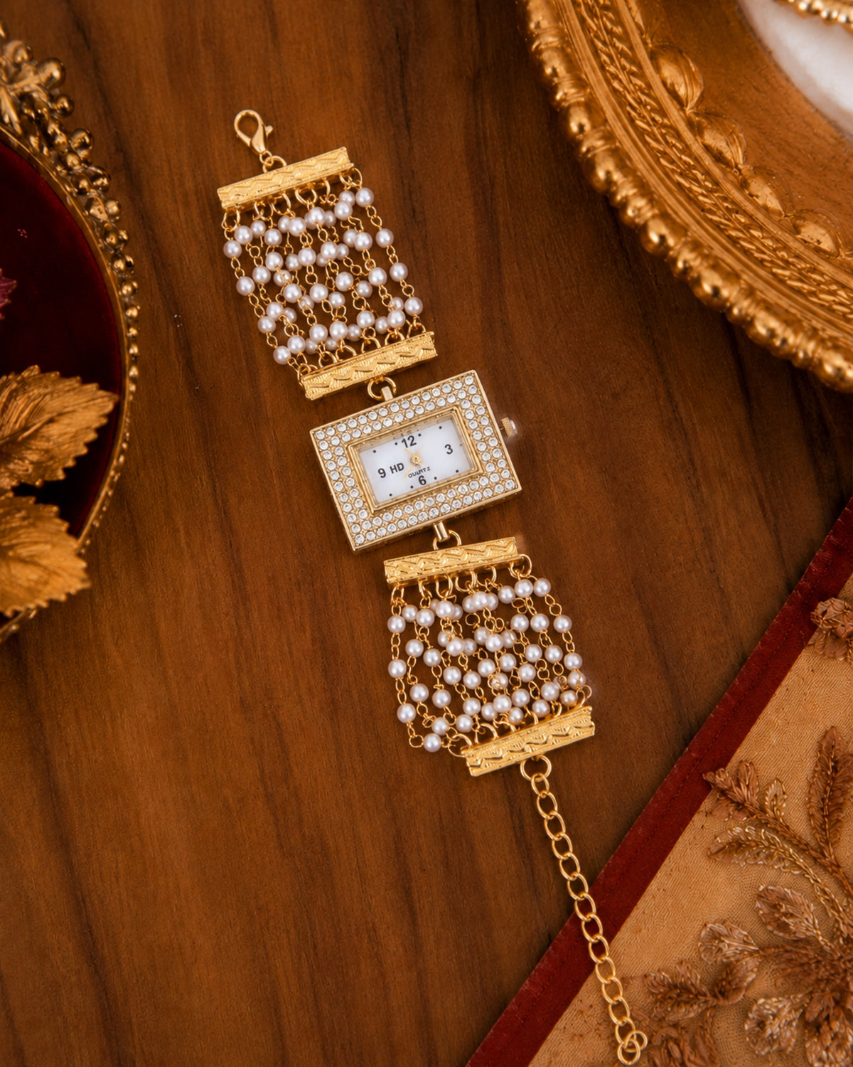 Parijat Pearl Cluster Bracelet Wrist Watch