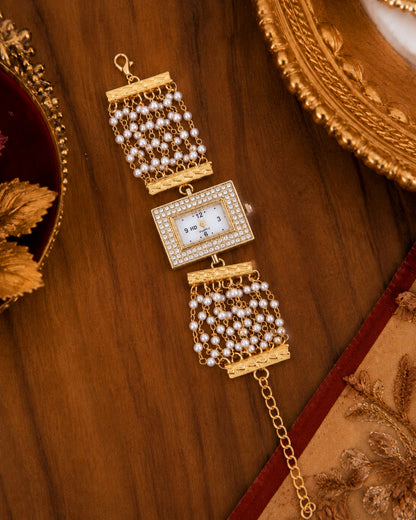Parijat Pearl Cluster Bracelet Wrist Watch